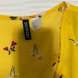 H&M Divided Bright Yellow Floral Blouse